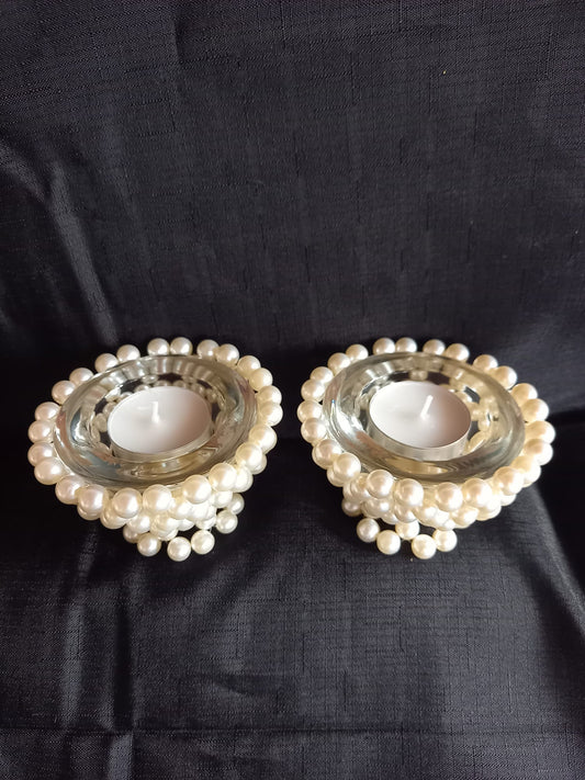 Perlen-Kerzenhalter 2er Set