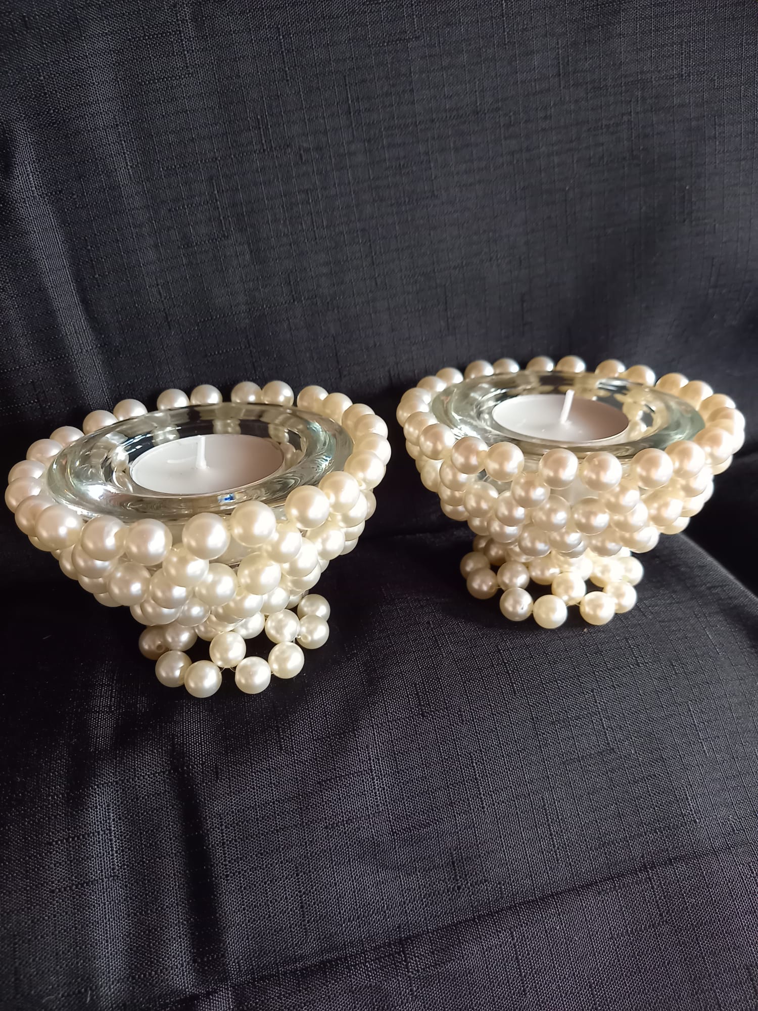 Perlen-Kerzenhalter 2er Set
