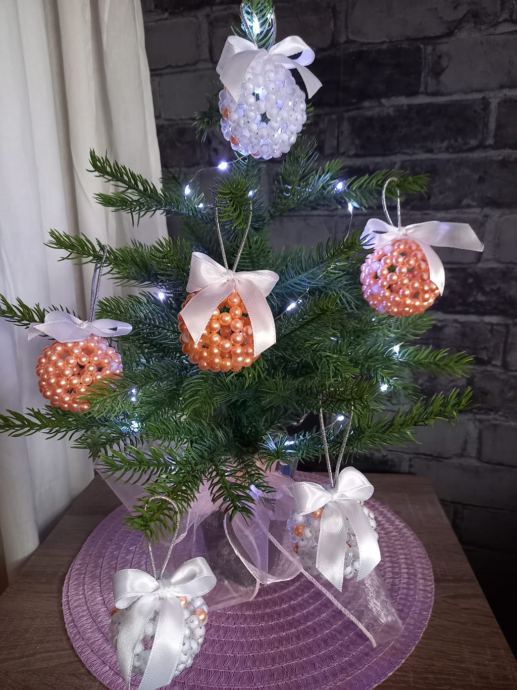 Weihnachtskugeln aus Perlen 6er Set